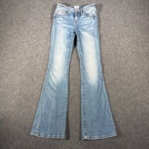 BKE Youth Girls Light Wash Flare Jeans Size 10L Adjustable Waist Denim